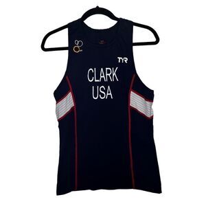 TYR Men’s‎ large Red White Blue Singlet Tank Triathlon Team USA
